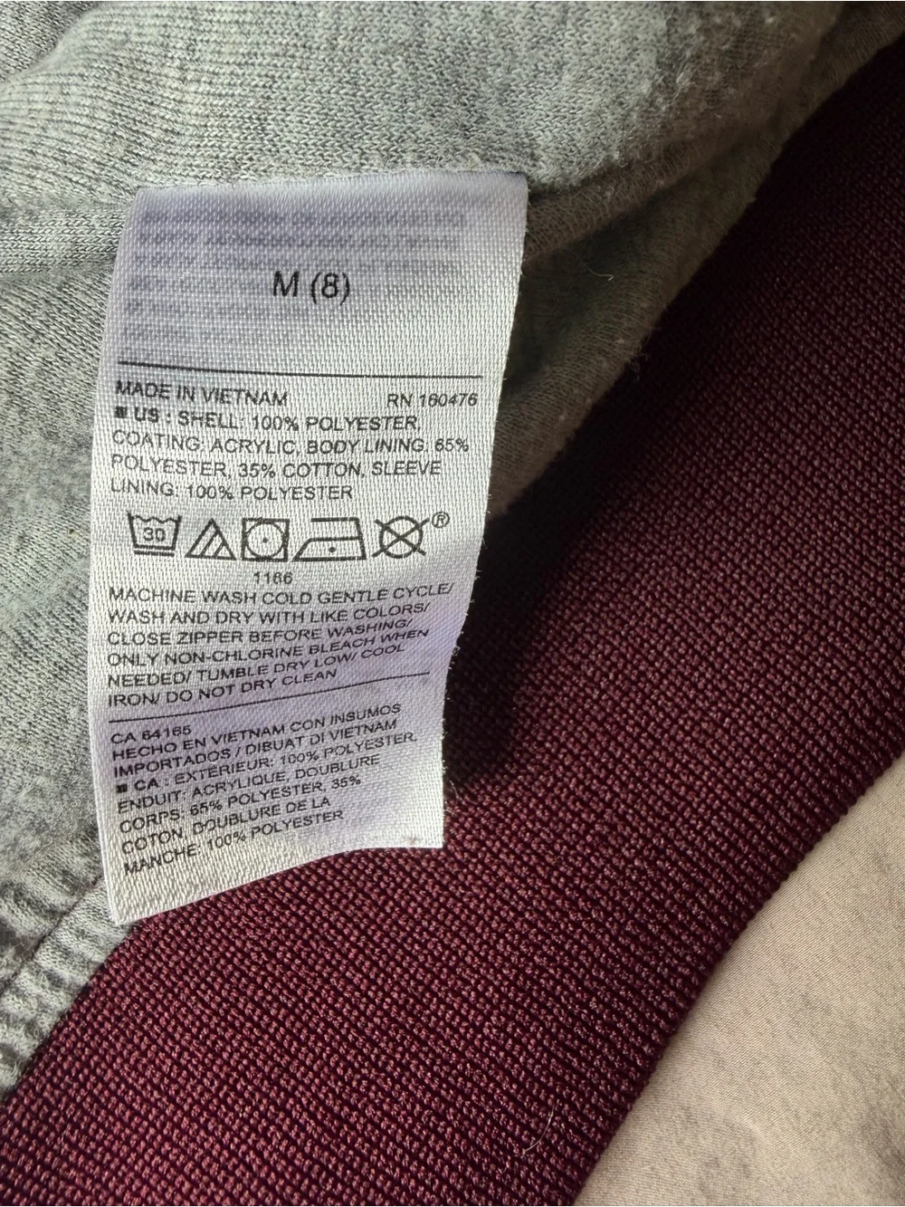 Old Navy Brand Kids Windbreaker Hooded Jacket Coat Burgundy Size Medium (8)